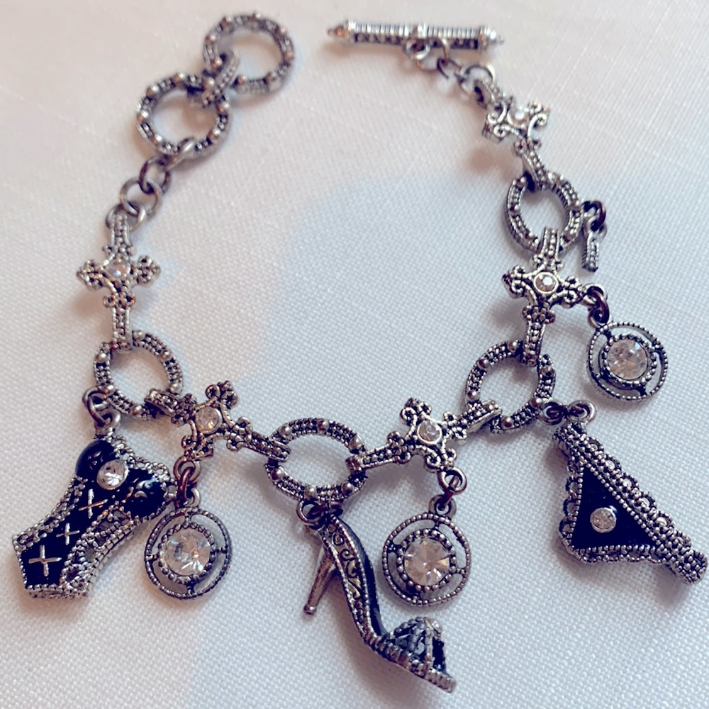 Charm Bracelet Rhinestone and Enamel with 7 Charms